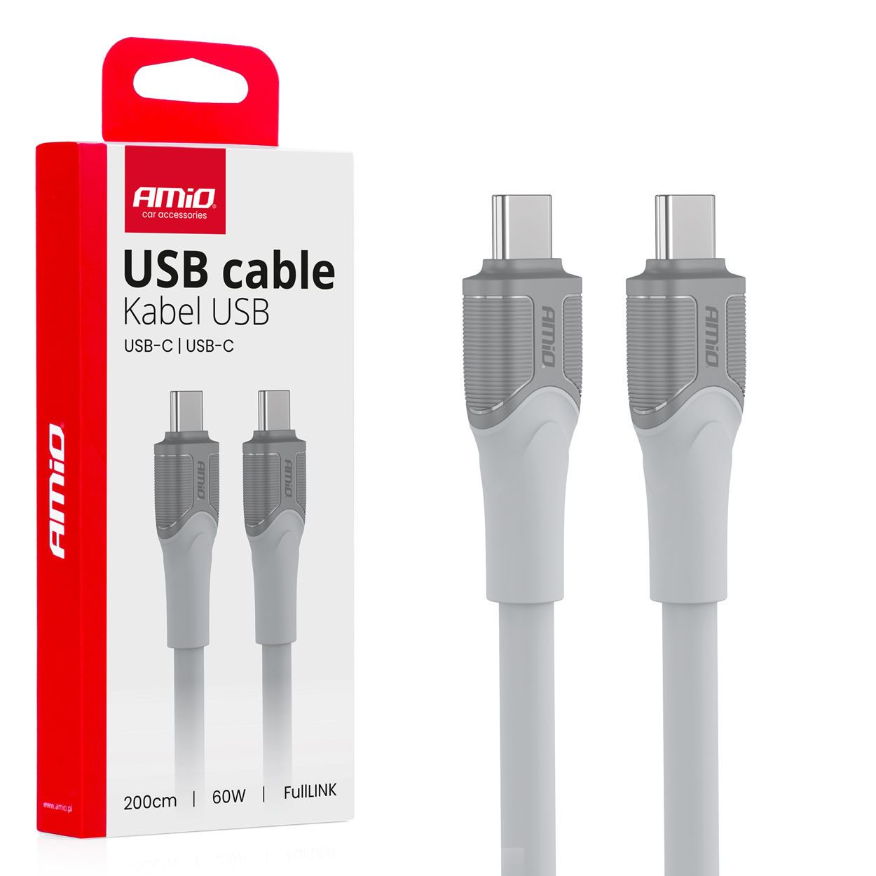 Amio laadimiskaabel USB-C - USB-C  60w 200cm
