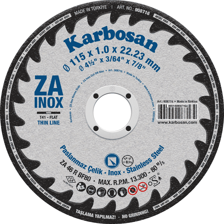 Lõikeketas Karbosan ZA46 T41 met.+ roostevaba 125x1mm