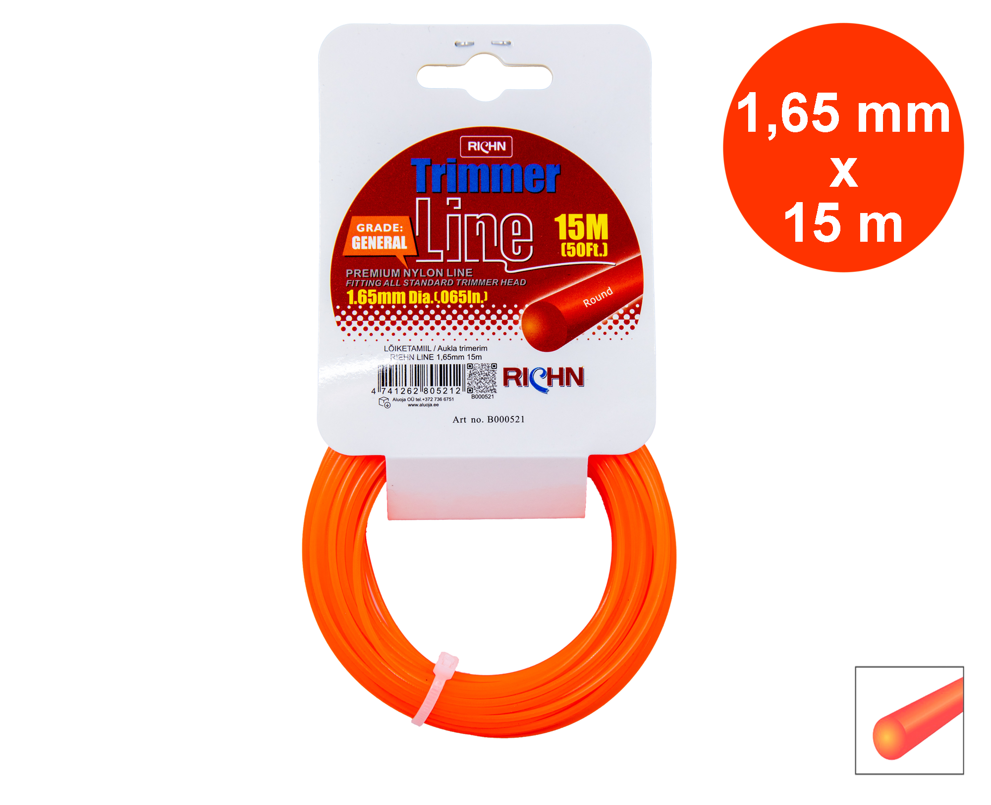 Trimmerijõhv 1,65mm/15m TL ümar